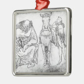 Man zit, Knight zet zijn paard op. Metalen Ornament (Links)