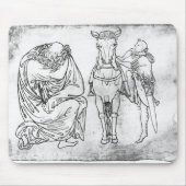 Man zit, Knight zet zijn paard op. Muismat (Voorkant)