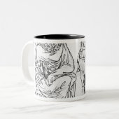 Man zit, Knight zet zijn paard op. Tweekleurige Koffiemok (Voorkant links)