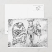 Man zit vast, Knight zet zijn paard op. Briefkaart (Voorkant / Achterkant)