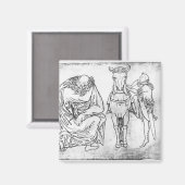 Man zit vast, Knight zet zijn paard op. Magneet (Voorkant / Achterkant)