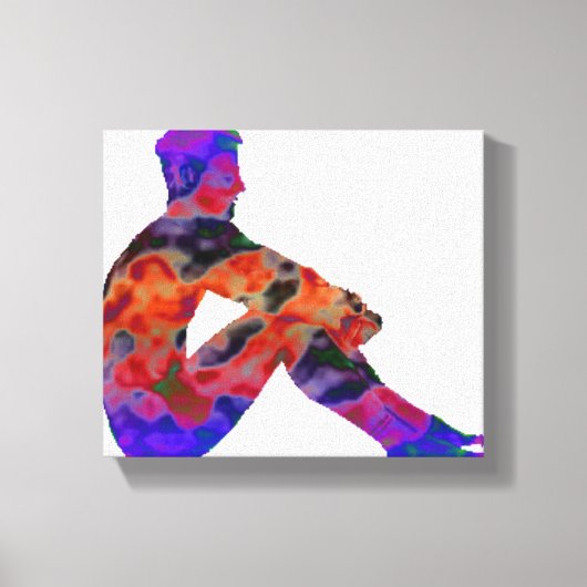 Man zittend op gespannen canvas print (Voorkant)
