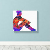 Man zittend op gespannen canvas print (Insitu (Houten vloer))