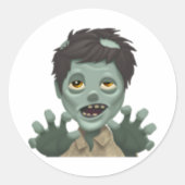 Man Zombie - Emoji Ronde Sticker (Voorkant)
