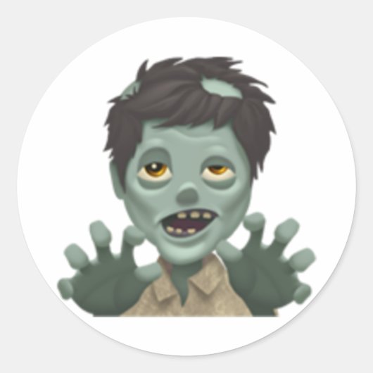 Man Zombie - Emoji Ronde Sticker (Voorkant)
