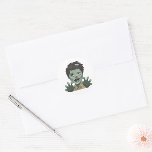 Man Zombie - Emoji Ronde Sticker (Envelop)