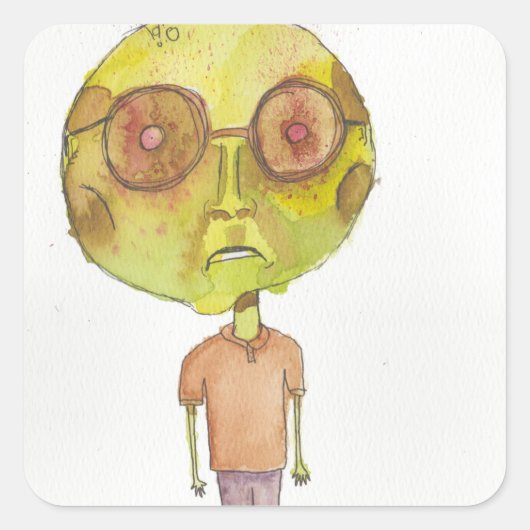 Man Zombie Vierkante Sticker (Voorkant)