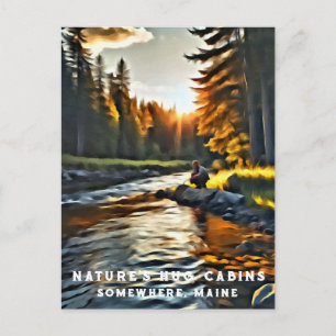 *~* Man Zon Vist Stroom AP49 River Maine Briefkaart