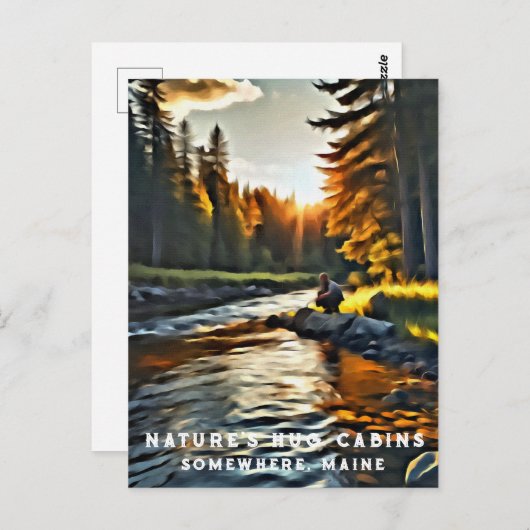 *~* Man Zon Vist Stroom AP49 River Maine Briefkaart (Voorkant / Achterkant)