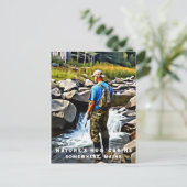 *~* Man Zon Vist Stroom Maine AP49 Caabin Briefkaart (Staand voorkant)