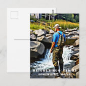 *~* Man Zon Vist Stroom Maine AP49 Caabin Briefkaart (Voorkant / Achterkant)