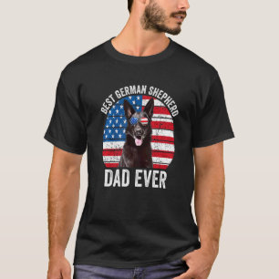 Man Zwart Duitse Herder Vader Amerikaanse Vlag Gsd T-shirt