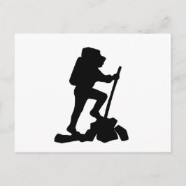 man zwart silhouet met een eenvoudige bergwandelaa briefkaart
