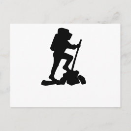 man zwart silhouet met een eenvoudige bergwandelaa briefkaart