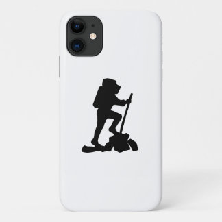 man zwart silhouet met een eenvoudige bergwandelaa Case-Mate iPhone case