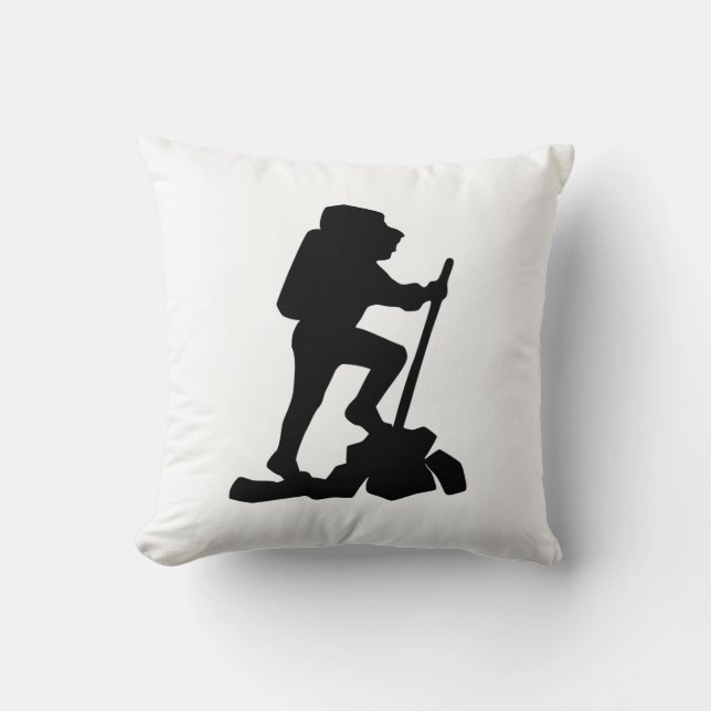 man zwart silhouet met een eenvoudige bergwandelaa kussen (Voorkant)