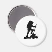 man zwart silhouet met een eenvoudige bergwandelaa magneet (Voorkant / Achterkant)