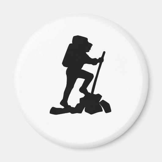 man zwart silhouet met een eenvoudige bergwandelaa magneet (Voorkant)