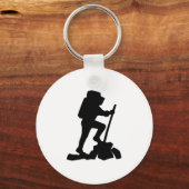 man zwart silhouet met een eenvoudige bergwandelaa sleutelhanger (Voorkant)