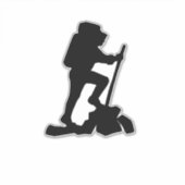 man zwart silhouet met een eenvoudige bergwandelaa sticker (Voorkant)