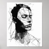 Man zwart-wit lijnkunst poster (Voorkant)