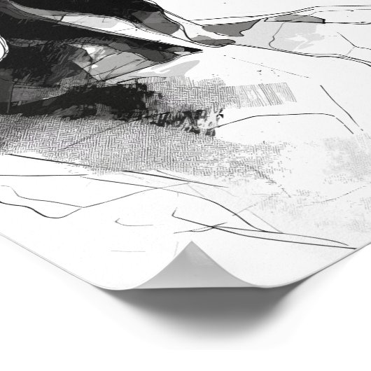 Man zwart-wit lijnkunst poster (Hoek)