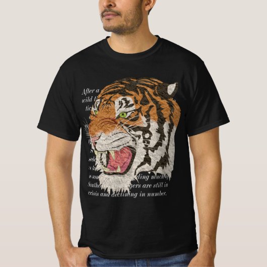 Man zwarte tijgerkop zwarte tijger t-shirt (Voorkant)