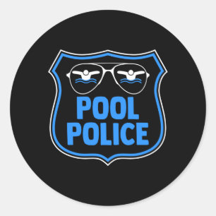 Man Zwembad Politie Strand En Zwembad Beambte Redd Ronde Sticker