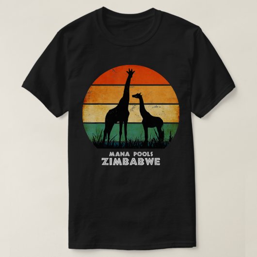 Mana Pools Zimbabwe Giraffe Safari Nationaal Park T-shirt (Design voorkant)