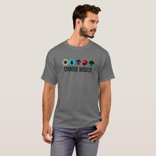 Mana Symbols die zich magnetisch verzamelen - Kies T-shirt (Voorkant volledig)