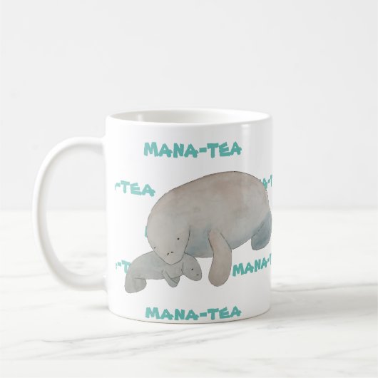 Mana-tea Grappige Pun Manatee Koffiemok (Links)