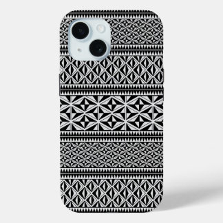 Mana van Aotearoa: het Maori-patroon zwart en wit iPhone 15 Case