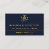 Management Consultant Blue Gold Logo QR Code Visitekaartje (Voorkant)