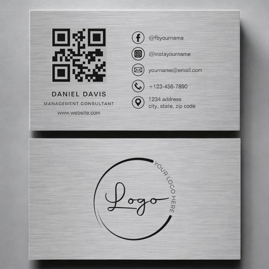 Management Consultant Metaal QR Code Visitekaartje