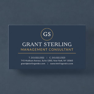Management Consultant Navy Blauw Goud Luxe Visitekaartje