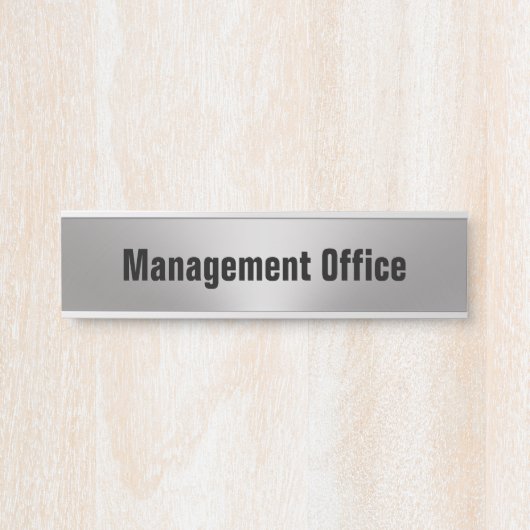 Management Kantoor Zilveren en Zwarte Sjabloon Deurbordje (Voorkant)