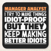 Manager Analist Ik probeer dingen grappig te zegge Kartonnen Onderzetters (Voorkant)
