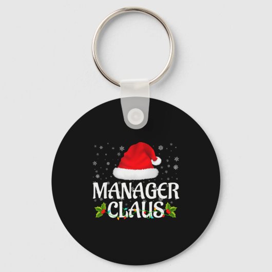 Manager Claus Christmas Lights Santa Pajama Family Sleutelhanger (Voorkant)