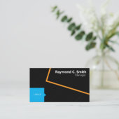 Manager Elegant Professioneel Zwart, Blauw, Geel Visitekaartje (Staand voorkant)