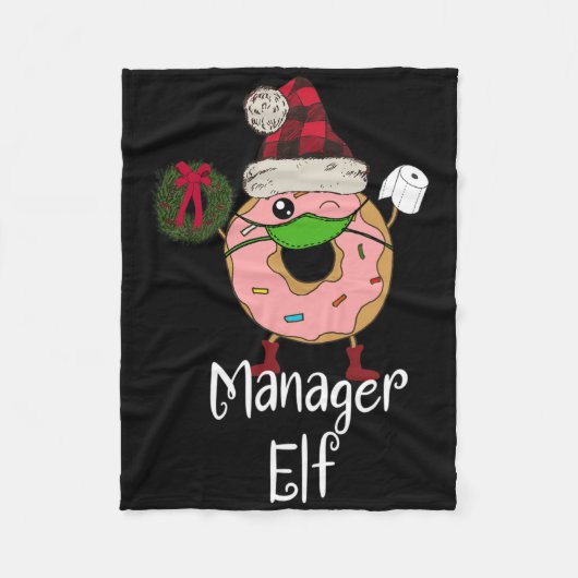 Manager Elf Quarantaine Kerst Grappige Donut Meme Fleece Deken (Voorkant)