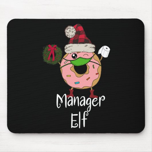 Manager Elf Quarantaine Kerst Grappige Donut Meme Muismat (Voorkant)