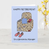 Manager Happy Retirement Cartoon Fauteuil Kaart (Gele Bloem)