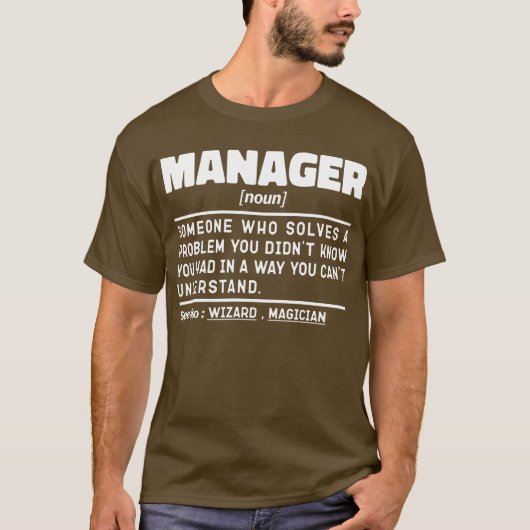 Manager Noun Managing Director Appreciation Grappi T-shirt (Voorkant)