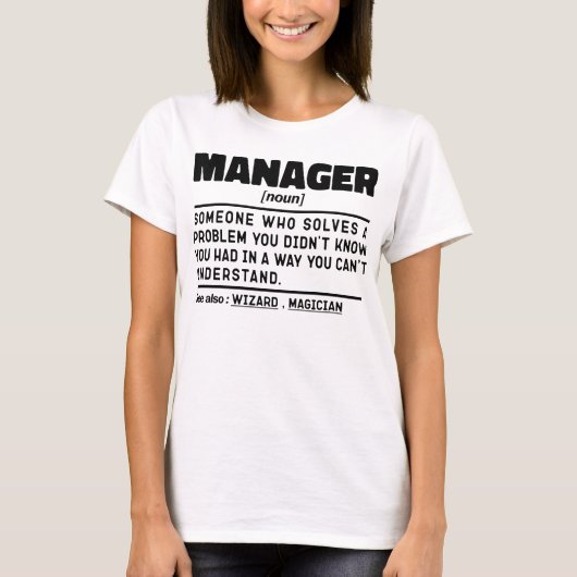 Manager Noun Managing Director Appreciation Grappi T-shirt (Voorkant)