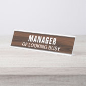 Manager van Bezig zien grappige nieuwigheid Bureau Naambordje (Voorkant)