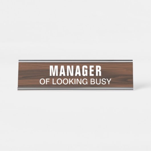 Manager van Bezig zien grappige nieuwigheid Bureau Naambordje (Voorkant)