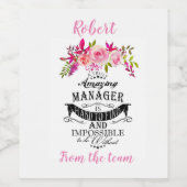 Manager Wijnlabel Boss waarderingsdag of week. Wijn Etiket (Enkel label)