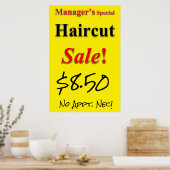 Managers Special Haircut Sale Beauty Salon Poster (Keuken)