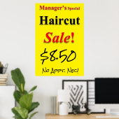 Managers Special Haircut Sale Beauty Salon Poster (Thuiskantoor)