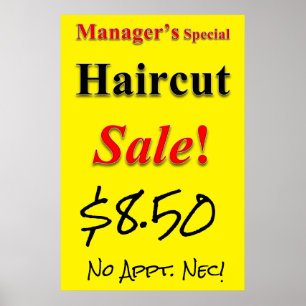 Managers Special Haircut Sale Beauty Salon Poster